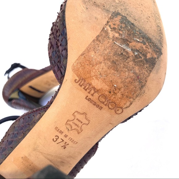 JIMMY CHOO SNAKE SKIN CLOSED TOE ANKLE STRAP HEELS SIZE 37.5 - Picture 4 of 10